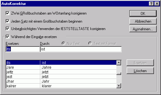 Autotext - its lschen