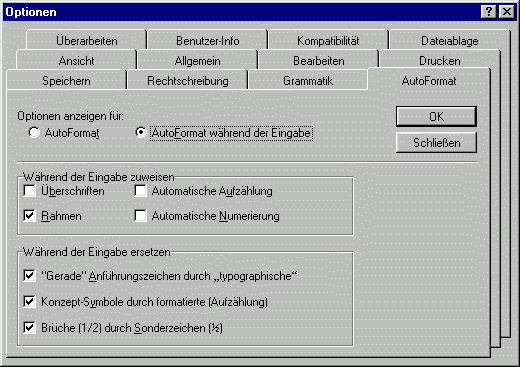 AutoFormat-Dialog